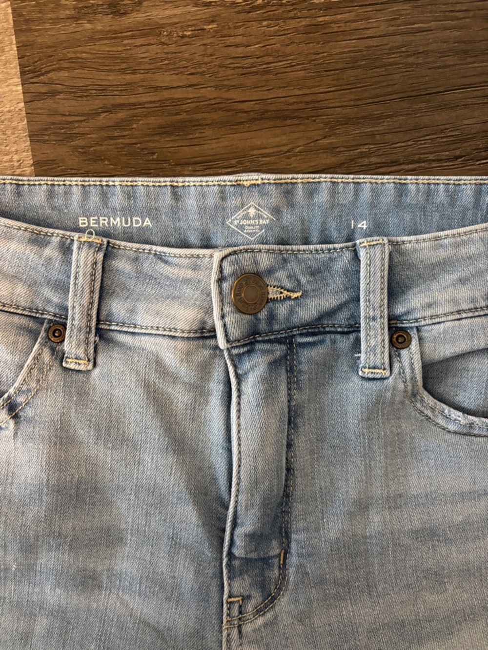 Light Wash Denim Bermuda Shorts - Picture 2 of 5